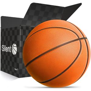Silent Basketball Size 7 (29.5") | Noiseless Indoor Training Basketball - Quiet Dribbling, Grooved Airless PU Foam Ball with Real Feel & High Bounce