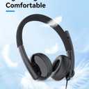 EMEET HS50 Wired Headset with Mic, On-Ear Computer Headphones with Noise Cancelling Microphone, USB-A/USB-C, Adjustable Design, in-line Control for Home Office Online Class Teams Zoom, All Day Comfort