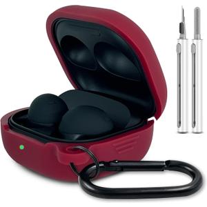 Silicone Case for Samsung Galaxy Buds FE, 2 Pro, 2, Pro, Live with Cleaner Kit (Burgundy)