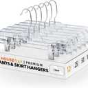HOUSE DAY 12 Pack 14 inch Clear Plastic Skirt Hangers with Adjustable Clips, Pants Hangers 360-Rotating Swivel Hook, Clip Hangers for Pants, Trousers, Skirts, Jeans, Bulk Plastic Hangers