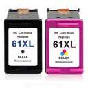 61XL Ink Cartridges Black/Color Combo Pack Remanufactured Ink Cartridge Replacement for HP Ink 61 61XL HP Printer Ink 61 for Deskjet 2752e 2755e 2700 Envy 6055e 6000 Printer, 2-Pack