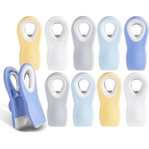 COOK WITH COLOR Bag Clips with Magnet- Food Clips, Chip Clips, Bag Clips for Food Storage with Airtight Seal Grip for Bread Bags, Snack Bags and Food Bags (Yellow and Blue, Pack of 10)