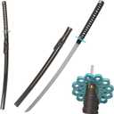 40" Plastic Black Katana Anime Samurai Sword with Gold/Blue Guard for Cosplay, Performance Props