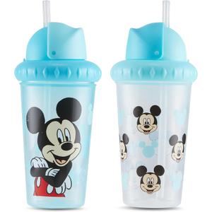 Disney Toddler Sippy Cups for Boys and Girls | 10 Ounce Sippy Cup Pack of Two with Straw and Lid | Durable Leak Proof Travel Water Bottle for Toddlers (Mickey Mouse Heads)