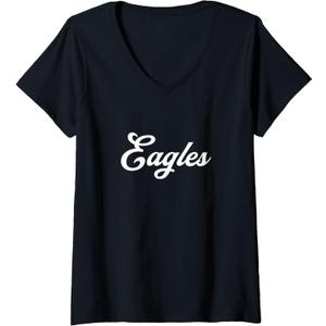 Women's Eagles V-Neck T-Shirt (XXL, Black)