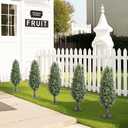 36inch Boxwood Topiary with Ground Spike, Artificial Plants Outdoor with Stake (Set of 2)