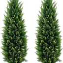 5ft Artificial Topiary Trees Beautiful Realistic Faux Cedar Pines UV Protection for Indoor Outdoor Front Porch Decorate (Christmas Tree*2)