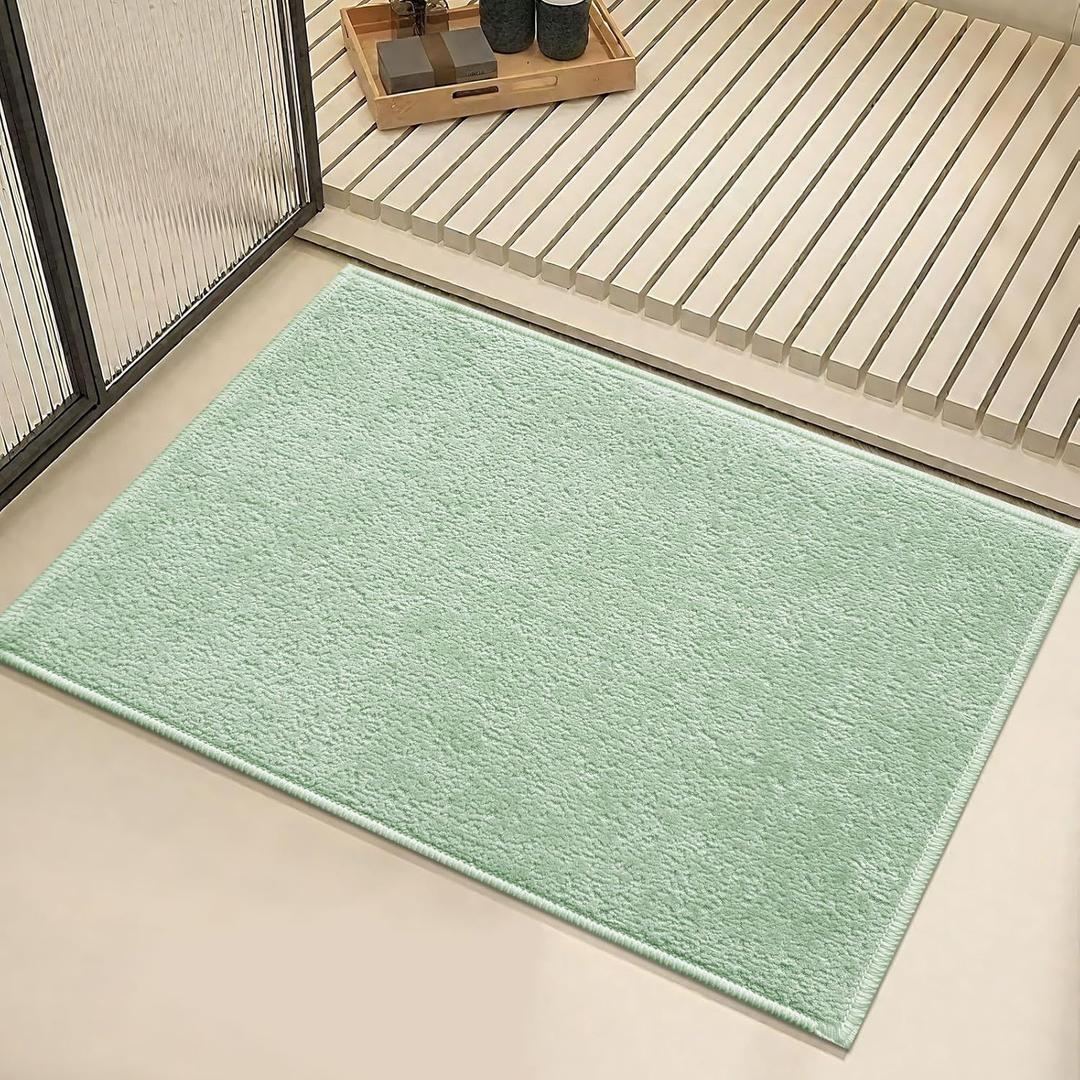 Bath Mat-Non-Slip Bathroom Floor Mats-Absorbent Quick Dry Low Pile Bathroom Rugs Fit Under Door-Bath Rug for Sink,Bathtub,Shower Room,17"24",Sage Green