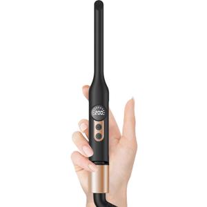 Mini Flat Iron Hair Straightener 1/3 Inch Pencil Flat Iron for Women Portable Travel Straightener and Curler 2 in 1 for Short Hair Beard and Pixie Cut with Adjustable Temp (Rose Gold)