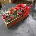 Christmas Table Centerpieces Artificial Floral Arrangements Wooden Crate, Potted Plant with Snowman Red Berries Picks Pine Cones Candy for Christmas Winter Tiered Tray Shelf Table Home Farmhouse Decor