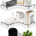 L-Shaped Corner Floating Shelves Set of 3,Rustic Wood Wall Mounted Storage Shelves,Display Shelf for Bathroom, Kitchen,Bedroom, Living Room, Office (White)