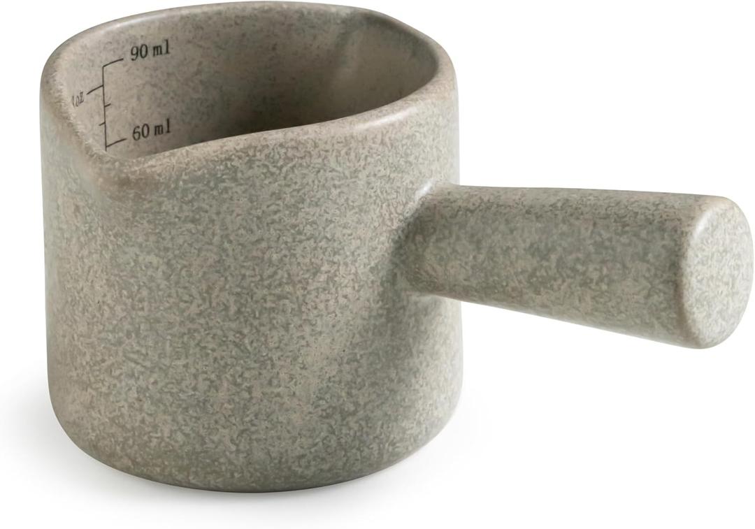 YHOSSEUN YHOJOY Measuring Cups Ceramic, Double Spouts Espresso Cup with Handle, Coffee Measuring Cups 90 Ml