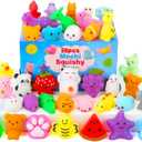 Squishy Toys, 28 Pack Kawaii Squishies and Cards, Gifts for Goodie Bag Stuffers, Party Favors for Kids 4-8 8-12, Treasure Box Classroom Prizes Mochi Squishy Cat Fidget Toys