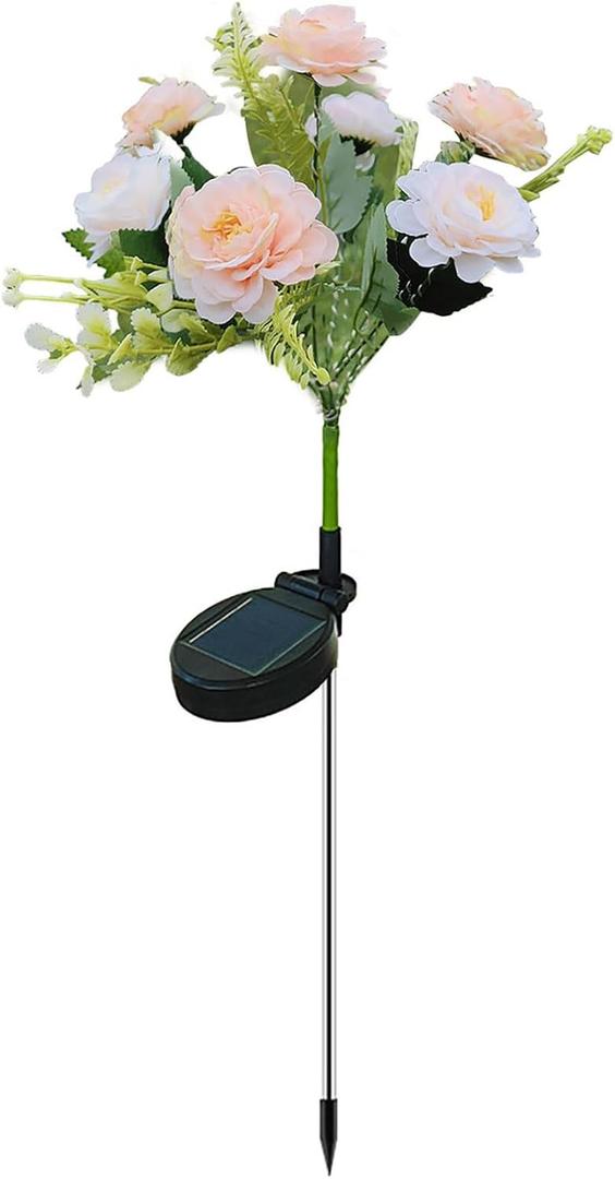 Solar Garden Lights -Outdoor Solar Lamp with Light Sensor Auto ON/Heads Waterproof Solar Powered Flower Light Outdoor Solar Lights for Yard Garden Decoration 4 Pcs
