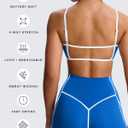 Aoxjox Women's Color Block Workout Sports Bras Fitness Lexi Lined Strappy Bra Athletic Yoga Crop Tank (Directoire Blue/ White, Medium)