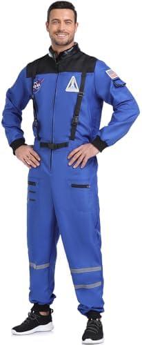 SIZGAROOT Mens Astronaut Costume Adult Male Space Suit Costume for Men Halloween Party Dress Up, XXL