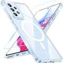 2 x Magnetic for Samsung Galaxy A53 5G Case with Screen Protector,Anti-Yellowing and Scratches,Shockproof Protective Transparent Slim Shockproof Cover for Samsung A53 5G (Clear)
