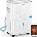 6000 Sq.Ft. Energy Star Dehumidifier for Basement, Max 100Pint/Day Smart WiFi Dehumidifier with Drain Hose, Voice & APP Control, Adjustable Humidistat for Home, Bedroom, Bathroom, Garage, RV(White)