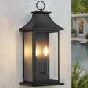 tewei 22'' Large Outdoor Wall Light, Porch Light Outdoor Wall Sconce Lantern, 2-Light Black Exterior Lighting Fixture Wall Mount, Outside Light for House Garage, 1-Pack