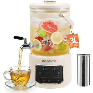 3L Electric Kettle & Beverage Dispenser with Infuser, Spigot - All-in-One Health Pot for Iced Tea/Coffee, Temperature Control, Glass Pitcher - Home & Office Use
