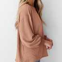 PRETTYGARDEN Womens Long Sleeve Tops 2025 Fall Fashion Shirts Trendy Clothes Casual Loose Crewneck Ribbed Knit Tunic Blouse (L)