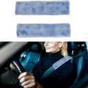 2PCS Seatbelt Cushion, Seat Belt Cover, Soft Faux Fur Protector to Help Protect Your Neck and Shoulder Fits Most Sedans, SUVs, Trucks, and Vans (Blue)