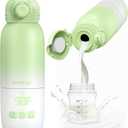 Portable Bottle Warmer, Large 12oz Capacity with Dual Heating Modes for Breast Milk & Water, Smart Temperature Control, Long Battery Life, Bottle Warmer for Outdoor, Airplane & Car Travel, Green