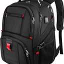 YOREPEK Large Backpack for Men, Extra Large Laptop Backpacks for Men Women, Water Resistant Travel Backpack Airline Approved Business Work Bag with USB Charging Port Fits 17 Inch Computer, Black