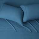 Amazon Basics Lightweight Breathable Super Soft Microfiber 4-Piece Bed Sheet Set with 14-Inch Deep Pockets, Wrinkle Resistant, Queen, Dark Teal, Solid