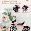 KRIDDO 2-in-1 Toddler Tricycle for Ages 18 Months to 5 Years Old - Extended Push Handle for Effortless Push, Gift Trike for Toddler 3 to 5 Year, Kids Tricycle with Foldable Front Footrest, Pink