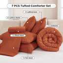 Andency California King Comforter Set Burnt Orange - 7 Piece Cal King Bed in a Bag Boho Terracotta Tufted Bedding Sets, Rust Bed Set with Comforter, Sheets, Pillowcases & Shams