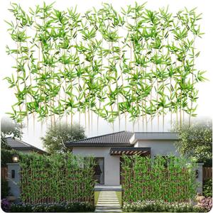 Giegxin 30 Pack 5 ft Artificial Bamboo Plants Privacy Fence Screen Faux Bamboo Stalks Plant for Outdoor Indoor with UV-Resistant Encrypted Silk Leaves Divided Decor for Garden, Yard, Balcony, Hotel