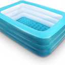 Inflatable Swimming Pool for Kids, 59" X 45" X 20" Kiddie Pools with Inflatable Soft Floor, Durable Blow Up Pools for Backyard, Garden or Indoor (Green)