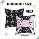 2 Pcs Composition Bow Throw Pillow Covers 18'' x 18'' Pastel Bow Knot Classroom Decor Back to School Pillow Cases Dots Pillowcases for Couch Bedroom Living Room