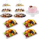 RattanView 7 Pcs Wood Dessert Table Display Set Wooden 3 Tie Cupcake Stands Rustic Round Cake Stand Wood Dessert Serving Trays for Wedding Baby Shower Birthday Tea Party(White)
