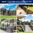Egadis 36 in. H x 4 ft. W Porch and Deck Railing Kit, Aluminum Stair Railing Kit, Black Textured AAMA 2604 Powder-Coat Finish Modular Rail System for Concrete Steps or Wooden Stairs(1 Post, 1 Panel)
