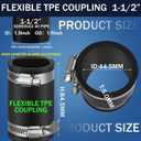 Pangda 2 Pcs Flexible TPE Coupling with Stainless Steel Clamps for Plastic and Copper Plumbing Connections, High Temperature Resistant Material, Black (1-1/2 Inches)
