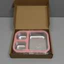 Stainless Steel Lunch Box, 3 Compartments Metal Bento Box for Kids Adults, Leak-Proof Lunch Box for School Office, Dishwasher Safe, BPA-Free, Tritan Lid, Pink