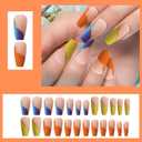 72Pcs Press on Nails Long Stiletto Fake Nails Glossy Glue on Nails Medium Length Acrylic Nails Full Cover Stick on Nails Reusable Acrylic Artificial Nails Glue on Nails for Women