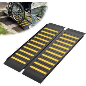 4FT Portable Wheelchair Ramp with Handle, Non-Slip Aluminum Ramps for Wheelchairs for Home, Folding Handicap Wheelchair Ramp for Doorways, Thresholds, Steps, Curbs, Stairs, 800 LBS Capacity