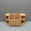 Diaper Caddy Organizer, Hand Rattan Nursery Storage Basket for Baby Essentials, Baby Changing Table Organizer Perfect Nursery Assistant (Natural Light Woven - Style 2, L)
