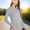 Womens Long Sleeve Shirts Workout Gym Top Activewear Running Hiking Athletic Exercise Shirt Rash Guard (Gray, L)