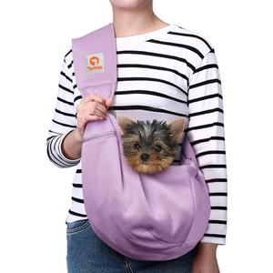 Tomkas Small Dog Sling Carrier - Zipper Pocket & Adjustable Strap - for 3-10 lbs Pets(Light Purple)