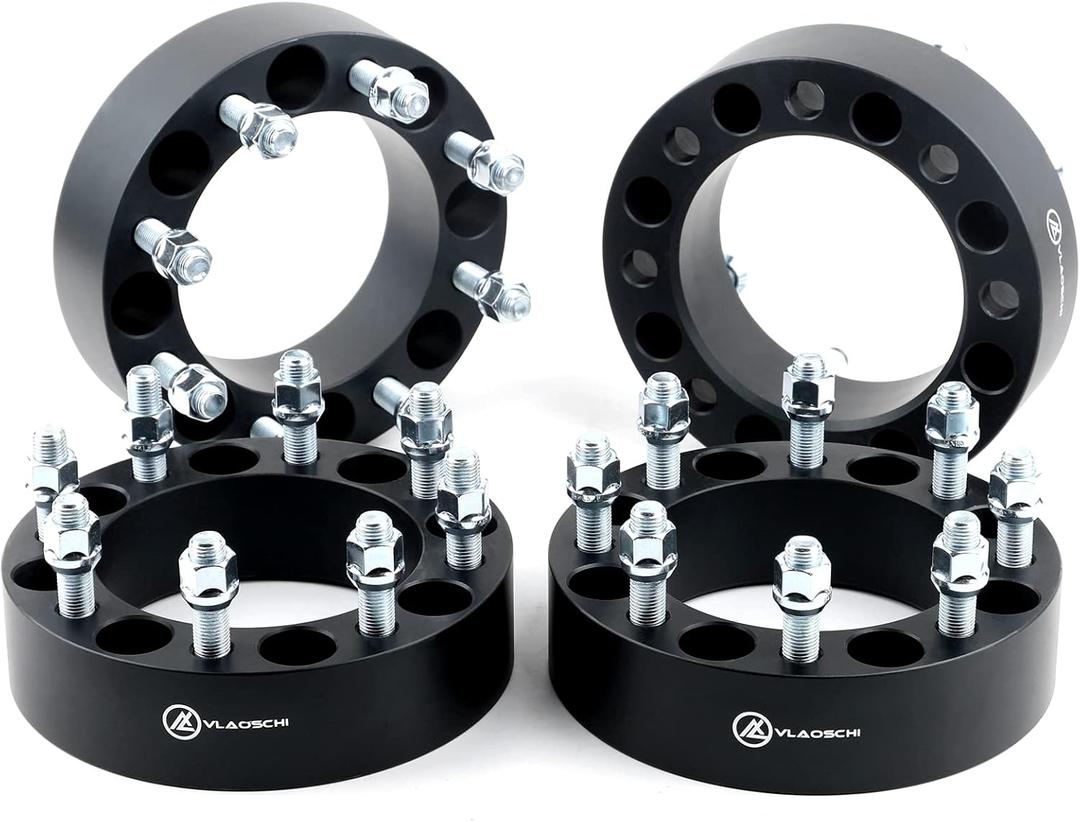  Black Forged 8x6.5 to 8x180 Wheel Adapters 2 Inch with 14x1.5 Studs Compatible with Chevy G-M-C 8 Lug for 1999-2010 Silverado Sierra 2500 3500 HD | 2014-2022 R-A-M 2500 3500 - Pack of 4