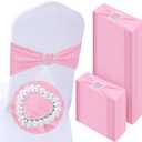 150 Pcs Spandex Chair Sashes Bows Stretch Chair Cover Band with Heart Shaped Buckle Universal Elastic Ties for Wedding Banquet Event Party Decoration(Pink)