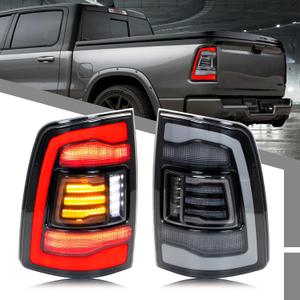 LED Clear Tail Lights Assembly Compatible with Dodge Ram 1500 2500 3500 2009-2018 4th Gen Start-up Animation Sequential Yellow Turn Signal Rear Lamps Accessory