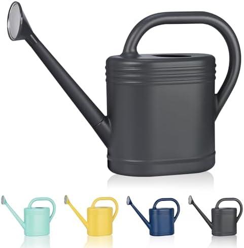 2 Gallon Watering Can for Indoor Plants, Garden Watering Cans for Outdoor Plant House Flower, Modern Plant Watering Can Large Long Spout with Sprinkler Head (Grey)
