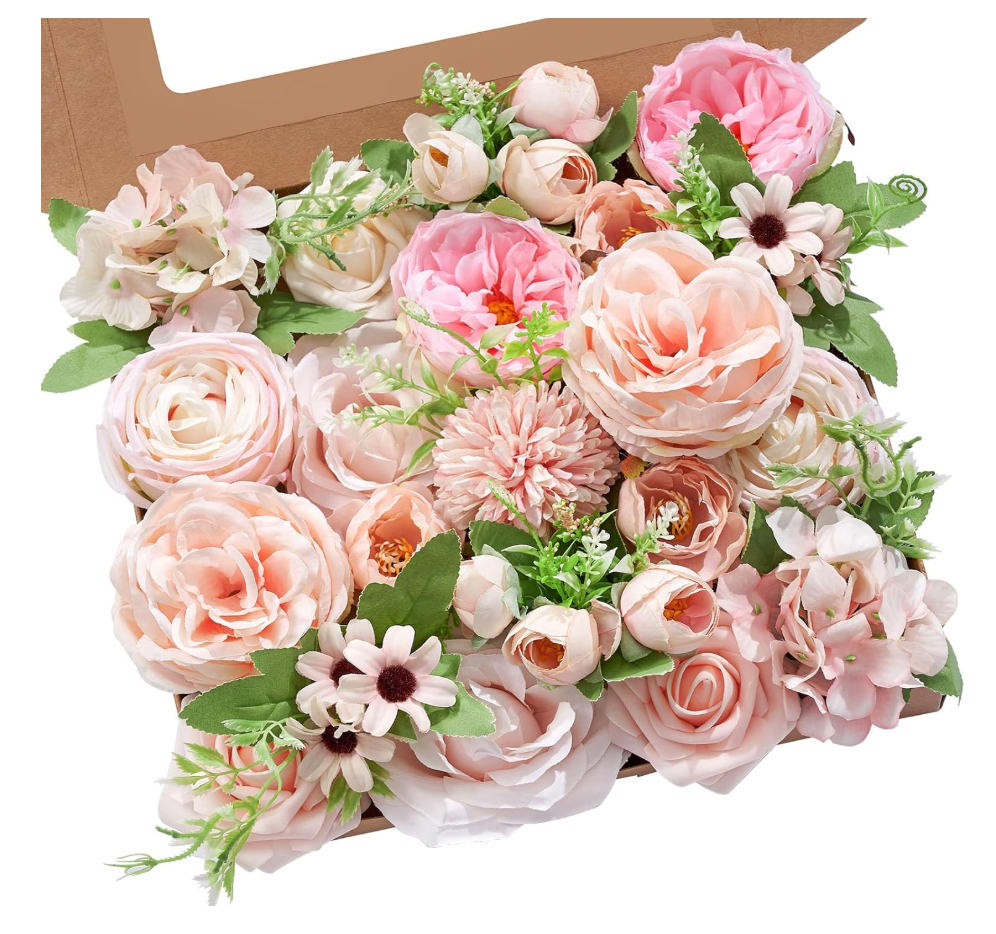 Serwalin Artificial Flowers Pink Flowers Fake Silk Flowers Wedding Cake Flowers for Wedding Bouquets Table Centerpieces Spring Decor Party Baby Shower Decoration