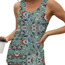 Cakulo Womens Sleeveless Workout Tops Racerback Athletic Summer Tank Tops Gym Yoga Running Shirts Clothes Army Green Flower XL