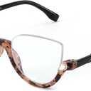 FEISEDY Reading Glasses for Women Fashion Half Frame Cat Eye Glasses Anti Glare Eyeglasses B0067